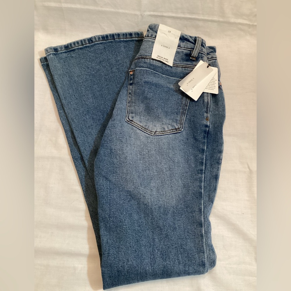 Stylish A loves A High Rise Slim Flare Denim Women's Distressed Jeans Sz 25 NWT
